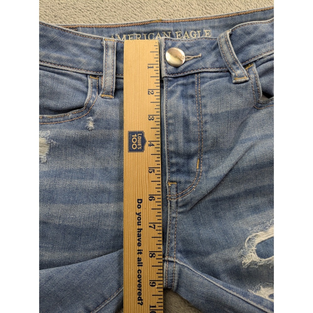 American Eagle Womens 00 Super Stretch X Hi-Rise Distressed Jegging Skinny Jeans - Picture 9 of 13